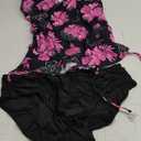 Two Piece Halter Tankini Swimsuits for Women Tummy Control Bathing Suits V Neck Swimwear XL, Pink Floral