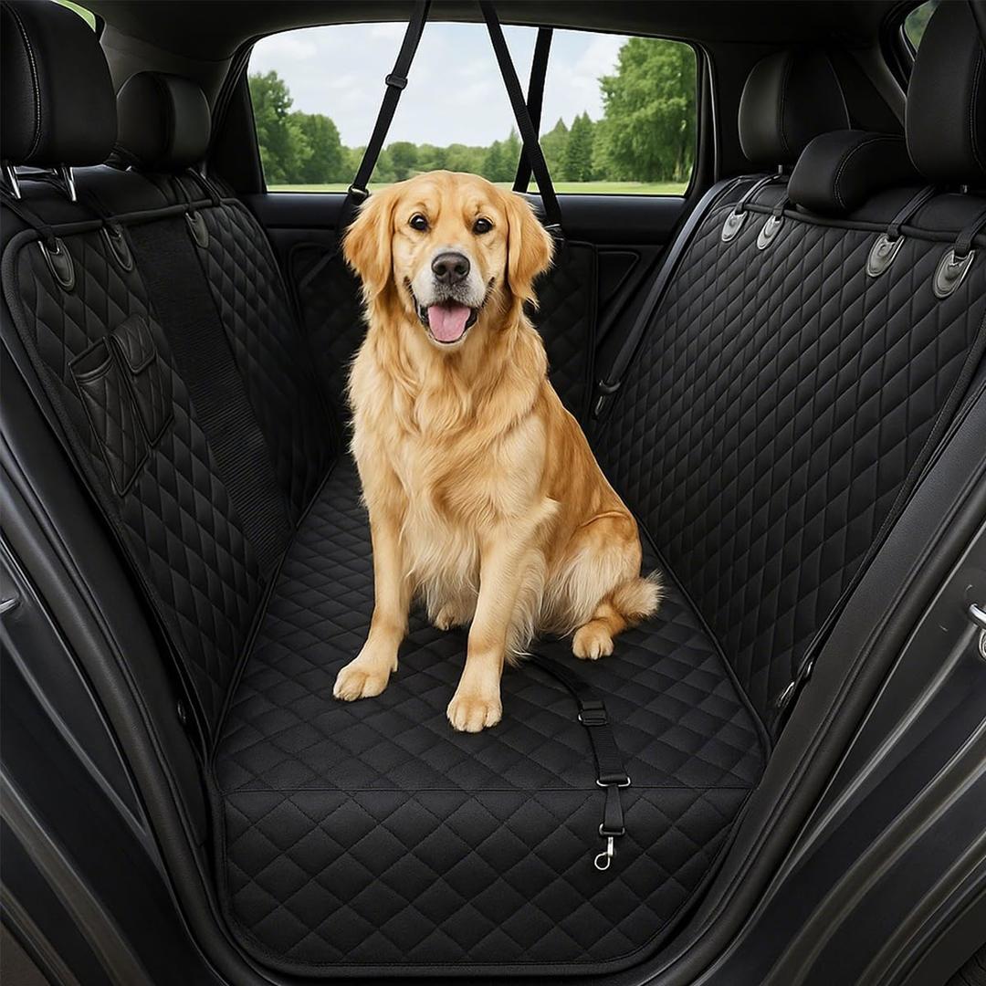 Extra Large Dog Car Seat Cover for Back Seat (59" W x 63" L) - XL Visual Mesh Window 100% Waterproof Dog Hammock for Full-Size Trucks & Large SUVs - Non-Slip 600D Heavy Duty Pet Seat Protector