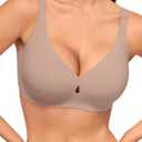 LUCKMEEY Bras for Women No Underwire Wireless Bras - Seamless Push Up Full Coverage Bralettes Comfortable Everyday Bra (Beige, M)