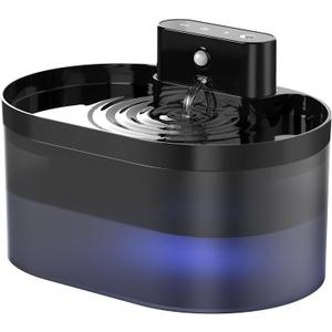 Wireless Cat Water Fountain: Pet Water Fountain Battery Operated, 74oz/2.2L Automatic Cat Water DispenserRechargeable Drinking Fountain for Cats Indoor with Motion Sensor, Black