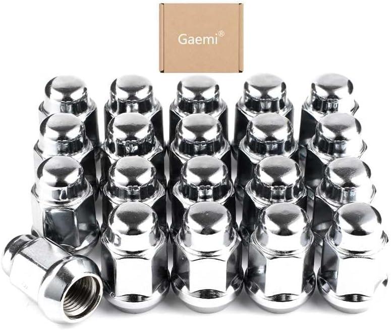 Gaemi 7/16 Lug Nuts, 20 PCS Chrome Closed End Bulge Acorn Wheel Lug Nut for Aftermarket Wheels,3/4 Inch Hex