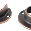 1 Pair Heavy Duty Oil Rubbed Bronze Zinc Closet Pole Sockets Rod End Support Flange Rod Holder Set Wall Mount Pipe Bracket with Screws for Closet Wardrobe Shower Curtain Rod (Fit 33mm 1-1/4")