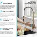 KRAUS Bolden Touchless Sensor Commercial Style 2-Function Single Handle Pull Down Kitchen Faucet in Spot-Free Brushed Brass, KSF-1610BB