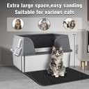 Suhaco XXXL Stainless Steel Litter Box with High Sided Deep Side Entry Deep Extra Large Metal Litter Box Included Mat & Scoop Anti-Urine Leakage Cat Litter Boxes for Big Cats (Grey XXXL)