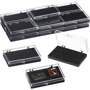 OLYCRAFT 16Pcs Clear Plastic Gift Box for Pin 2x3.1x0.6 Inch Black Presentation Boxes with Sponge for Badge Clear Lapel Pin Presentation Display Case for Lapel Pin Gemstone Storage Display