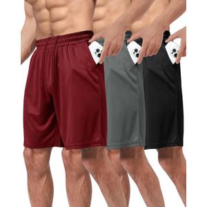 BOOJO 3 Pack Gym Basketball Mens Shorts - Quick Dry Black Workout Athletic Shorts with Pockets for Casual Running (XXXL)