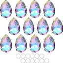 HDCRYSTALGIFTS 12 Pieces 50mm Crystal Prisms Chandelier Colorful Bauhinia Ornament Pendants Rainbow Maker Hanging Prisms for Wedding Party Christams Tree Garlands Decoration DIY Jewelry