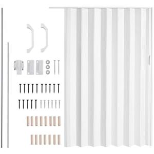 PVC Accordion Door | Folding Closet Doors - 60X80 Inches, with Installation Hardware, Handle, Lock for Bedroom Living Room Wardrobe