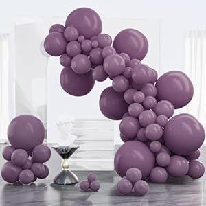 PartyWoo Dusty Purple Balloons 100 pcs Different Sizes of 18 12 10 5 Inch Dark Purple Latex Helium Balloon Arch Kit Garland for Baby Shower Halloween Butterfly Birthday Party Decorations Purple-F50