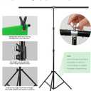 Green Screen Backdrop Kit, Portable Greenscreen Background with T-Shaped Stand, 5 Clamps & Carrying Bag for Photography, Streaming, Zoom, Gaming, (Green, 6.5 Feet X 5.0 Feet)