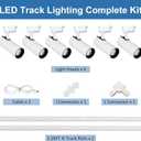 White Ultra-brigh 25W 2000lm J&L Type LED Track Lighting System3000K Warm Light Dimmable Brightnesswith 6.5 FT Rails and Ceiling Spotlight Fixture Installation Package