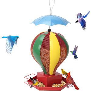 Bird Feeder for Outdoors, Squirrel Proof Outside Hanging Unique Design Birds Feeding All Metal Brushed Weather Resistant Large 6lb Capacity Feeders for Garden Use Gift Idea