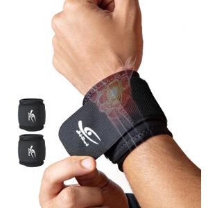 HiRui 2 Pack Wrist Compression Straps  DualLayer Wrist Brace for Pain Relief & Support, Tendonitis, Carpal Tunnel, Arthritis  Adjustable Wrist Wraps for Fitness, Workouts & Everyday Use (Black)