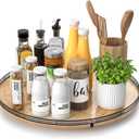18" Lazy Susan Oak Wood Turntable Organizer for Cabinet, Farmhouse Round Wooden Large Lazy Susan Organization and Storage for Dining Table, Pantry, Kitchen, Countertop, Cupboard, Home Decor
