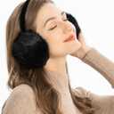 ZLYC Womens Girls Winter Fashion Adjustable Faux Fur EarMuffs Ear Warmers (Black)