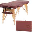 BestMassage Massage Bed Portable Massage Table 24 inch Wide Lash Bed Height Adjustable 2 Folding Spa Table with Non-Woven Bag for Spa Footmassage Facial CareSpa Tattoo (Burgundy)