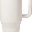 Modern 32 oz Tumbler with Handle & Simple Flip Straw - Car Cup Holders, Leak Resistant Water Bottle-Reusable Insulated Stainless Steel & Rubber Base - Gifts for Women & Men | Traveler (Tan)