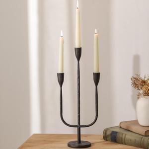Romadedi Candelabra Balck Candlestick Holders: Taper Candle Holders Metal Tall Vintage Candle Holders Iron for Table Centerpiece Antique Decor Fireplace Candle Stands Decorative Mantle (Black)