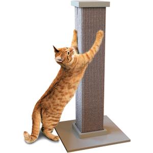 SmartCat Ultimate Scratching Post Gray, Large 32 Inch Tower - Sisal Fiber, Simple Design - For All Cats