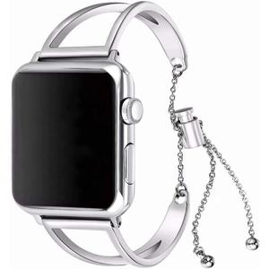 Bling Bands Compatible with iWatch 41mm, Stainless Steel Straps Adjustable Bangle Slim Bracelet Metal Replacement Bands Compatible with Apple Watch 38mm 40mm 41mm 42mm Serie SE/11/10/9/8/7/6/5/4/3/2/1 (Silver)