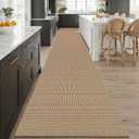 KOZYFLY Boho 3x20 Runners Rugs for Hallway, Extra Long Washable Runner Rug, Woven Non Slip Kitchen Runner, Cotton Entryway Rug, Floor Carpet for Entry, Aisle, Hall, Orange Beige/Tan/Brown