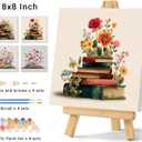 Banket 4 Pack Framed Paint By Numbers Kit for Adults Beginner Book Adult Paint By Number Kits on Canvas Flowers Painting By Numbers for Adults with Frame DIY Painting Kits for Home Wall Art 8x8 Inch