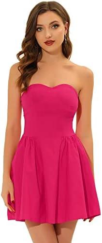 Allegra K Women's Sexy Strapless Party Dress Sweetheart Neck Off Shoulder Sleeveless Mini Dress, M