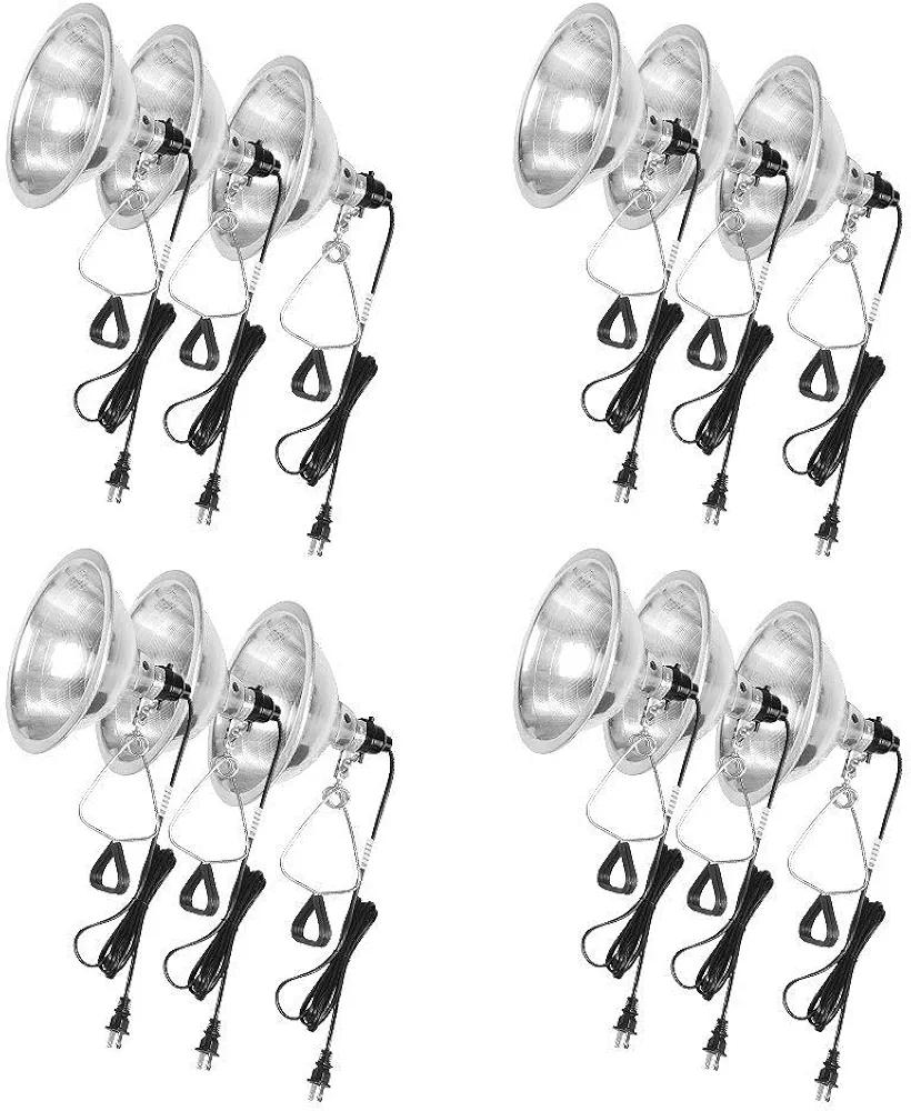 Simple Deluxe 12 Pack Clamp Lamp Light With 8.5 Inch Aluminum Reflector Up To 150 Watt E26 Socket No Bulb Included 6 Feet 18 2 Spt 2 Cord White Metal
