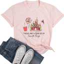 Women Magical Christmas T Shirt Merry Christmas Shirt Xmas Magic Kingdom Shirts Magic Castle Holiday Short Sleeve Top Tee Red (Pink, XL)
