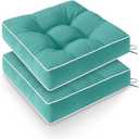 Wellsin Outdoor Chair Cushions Set of 2, Patio Cushions for Outdoor Furniture, Tufted Waterproof Outdoor Chair Pads, 19 x 19 Inch, Teal