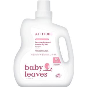 ATTITUDE Baby Laundry Detergent Liquid, EWG Verified, Safe for Baby Clothes, Infant and Newborn, Vegan and Naturally Derived Washing Soap, HE Compatible, Unscented, 80 Loads, 67.6 Fl Oz