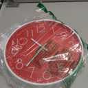 Wall Clocks Battery Operated Non-Ticking Red Clock 12 Inch Kitchen Wall Clock Quartz Silent Movement Large Decorative Clock Arabic Numerical for Home Office Decor - Red