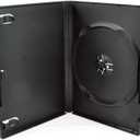 25 Pack Maxtek Standard 14mm Black Single Disc DVD Cases with Outer Clear Sleeve