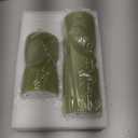 Olive Green Ribbed Flameless Pillar Candles with Remote, LED Candles Battery Operated Flickering Real Wax Set of 2