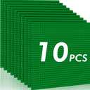 Pokiiulk Classic Baseplates Building Plates-Pack of 10 Large 10" x 10" Building Bricks,Compatible with All Major Brands,Perfect STEM Gift for Builders Age 3+ (Green) (CLASSIC (NOT STICKY))
