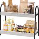 2 Tier Coffee Bar Organizer, Wood Coffee Bar Accessories Shelf for Countertop, Rustic Coffee Station Organizer Decor Stand Rack for Mugs Cups Syrup, Condiment Storage Holder for Kitchen, Home, Office