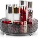 360 Rotating Makeup Organizer, 11'' Lazy Susan Perfume Organizer Tray, Spinning Skincare Cosmetics Storage Organizer for Vanity, Dresser and Bathroom Countertop (Dark Grey)