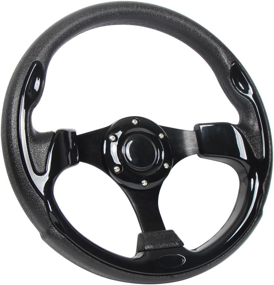 Universal EZGO Steering Wheel with Black Aluminum Frame Golf Cart Steering Wheel for Yamaha Club Car DS and Precedent Tempo, RXV & TXT