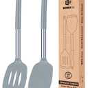 Pack of 2 Silicone Solid Turner, Non Stick Slotted Kitchen Spatulas, High Heat Resistant BPA Free Cooking Utensils, Ideal Cookware for Fish, Eggs, Pancakes(Gray)