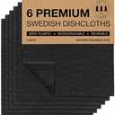 SUPERSCANDI 6 Pack Swedish Dishcloths for Kitchen - 100% Biodegradable & Compostable Reusable Paper Towels Washable, Food-Safe & Without Plastic - Dish Rags Suitable for Any Surface, Black