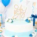 Oh Boy Wooden Cake Topper, Rustic Baby Shower and Gender Reveal Party Cake Decoration, Photo Booth Props for Birthday Celebrations (WOOD)