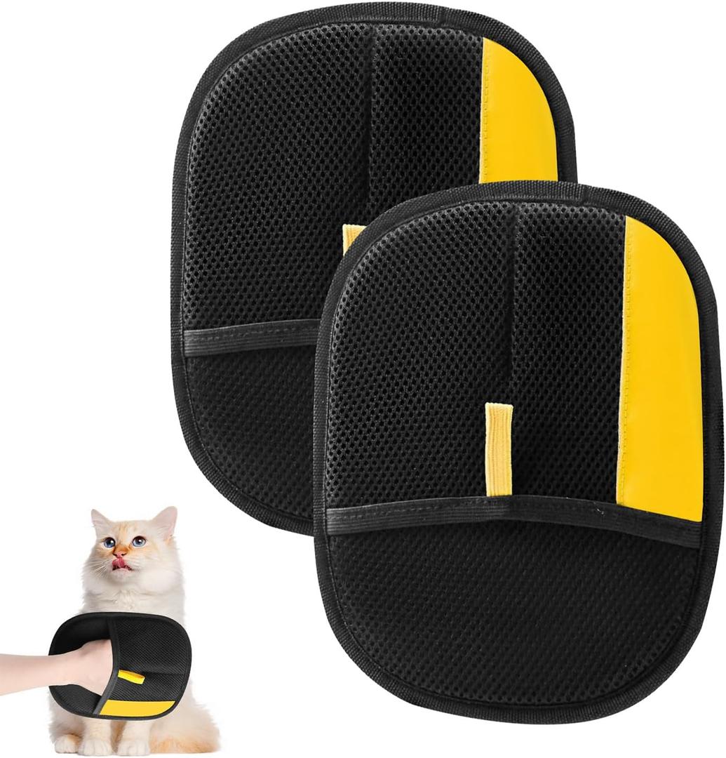 4 x Pet Hair Removal Glove for Cats & Dogs,Upgrade Efficient Grooming Gloves for Pet Hair, Cat Grooming Gloves for Hair Removal, Reusable Pets Hair Remover Glove, Removal Gloves for Pets Hair (2 PCS)