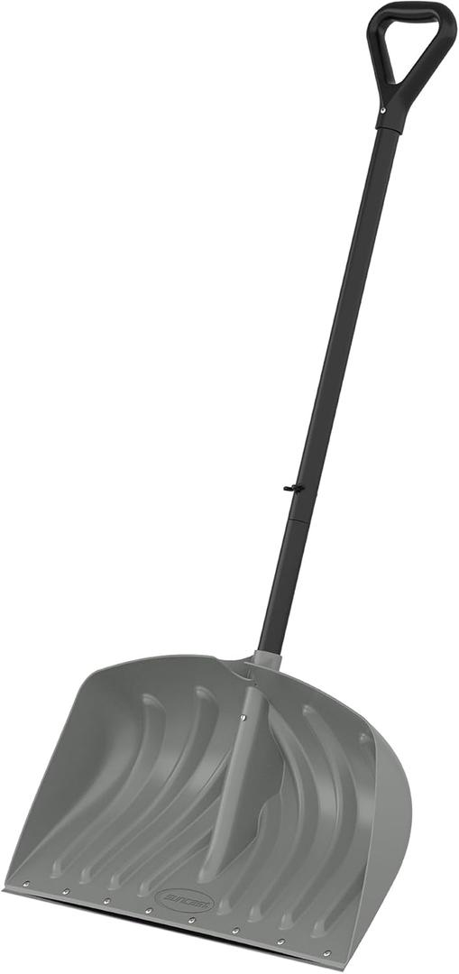 Suncast 24 Combo Snow Shovel Pusher with Galvanized Wear Strip, D-Grip Handle, Heavy-Duty Snow Removal Tool for Effortless Clearing