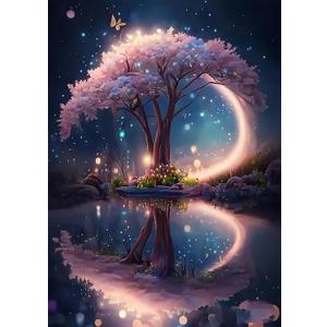 KINPLUB 5D Diamond Painting Kits for Adults, Tree Diamond Art Kits for Beginners, DIY Full Round Drill Paint with Diamond Pictures Gem Art, Home Wall Decor 12 x 16 Inch