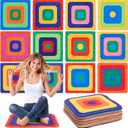 Drydiet 12 Pcs Carpet Seats for Classroom 16" Square Rug Seat, Rainbow