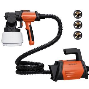 Tilswall Paint Sprayer 800W HVLP Spray Paint Gun with 1300ml Container, Electric Paint Sprayer Gun with 4 Nozzles & 3 Patterns for House Painting Furniture Cabinets Fence Home Walls Shark 800 (Orange)