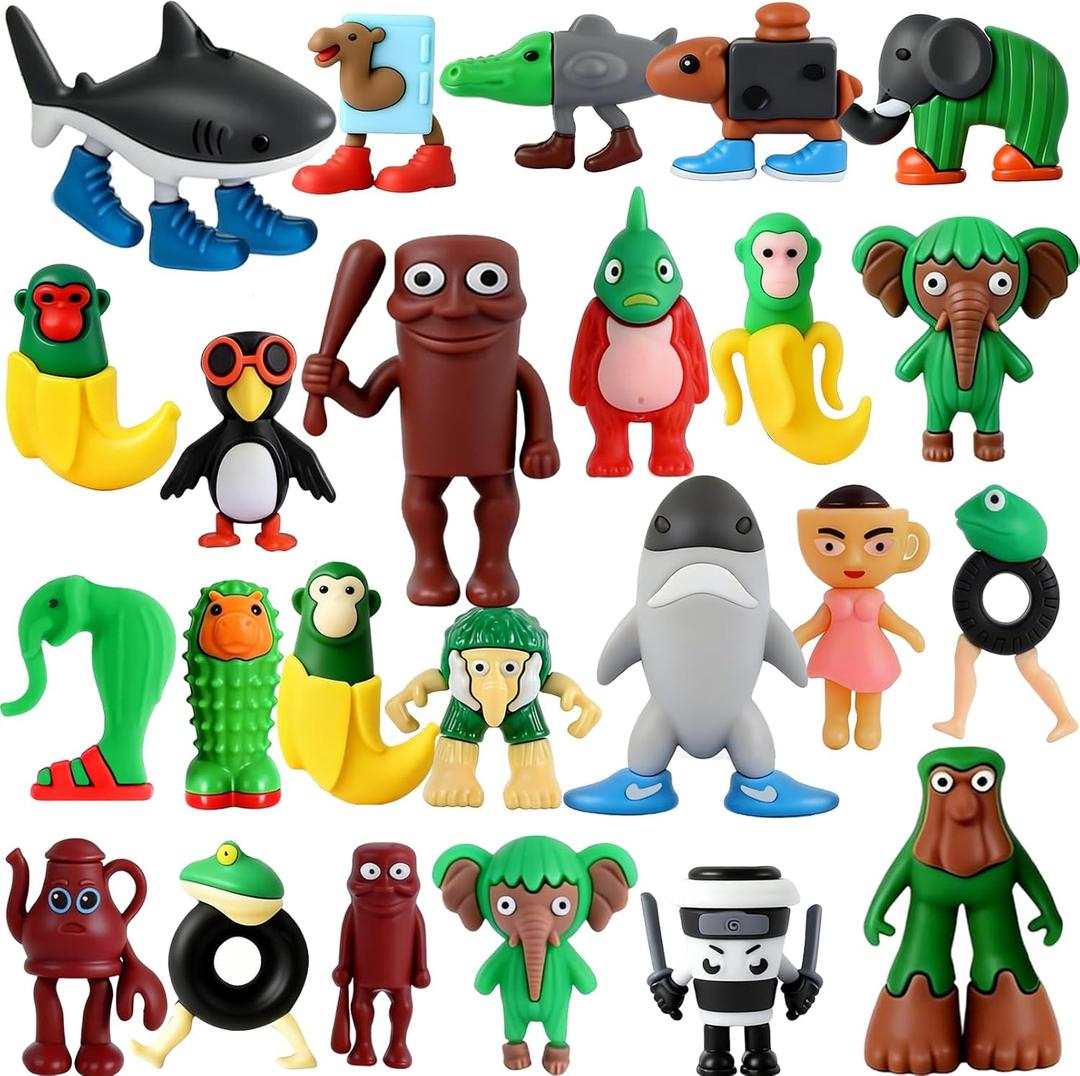 Italian Brainrot Toys, 24PCS Steal a Brainrot Toys, Brain Rot Toys Set, Tung Tung Tung Sahur Tralalero Tralala Meme Shark Doll Action Figures, Birthday Party Favors Deco Gifts for Kids