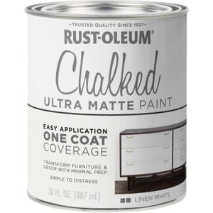 Rust-Oleum Linen White Chalked All-in-One Ultra Matte Paint | One Coat Coverage | No Primer, Sanding, Or Topcoat Needed | Easy Clean Up | Made in USA | 30 OZ, 30 Ounce Brush
