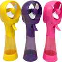 3 Pack Elite Battery Powered Handheld Water Misting Fans Personal Outdoor Cooling Fan (Yellow/Purple/Pink)