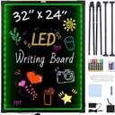 VEVOR 32"x24" LED Message Writing Board, Menu Sign Boards, Illuminated Erasable Lighted Chalkboard, Neon Effect Drawing Panel with 8 Fluorescent Chalk Markers and Remote Control